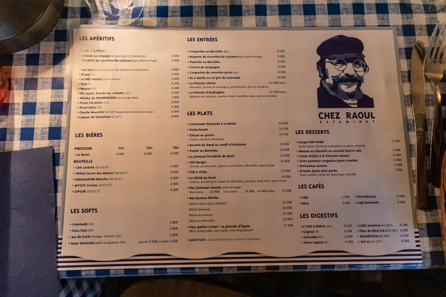 La carte du menu © Globe Reporters