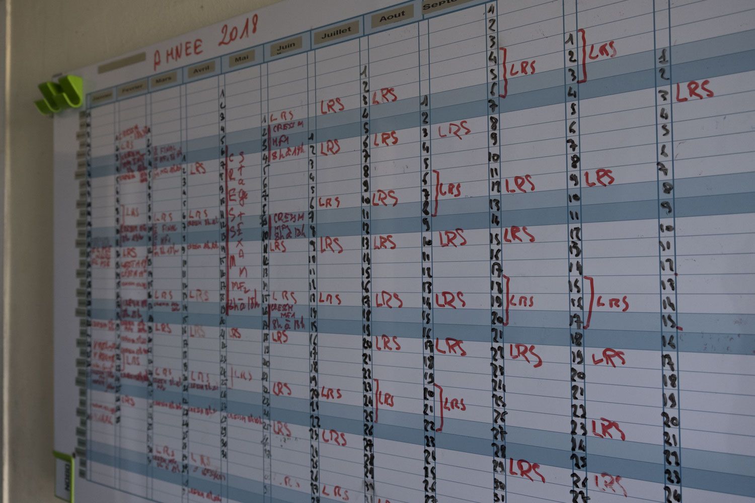 Un planning dans les couloirs de la Direction.