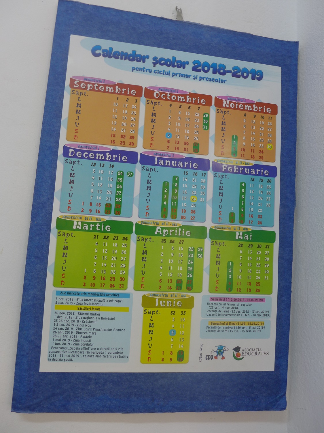 L’emploi du temps d’une classe de 6e (l’équivalent de la 5e, dans le système scolaire roumain).